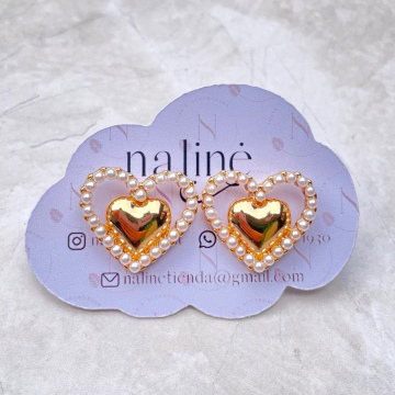 Aros Corazón con Perlitas